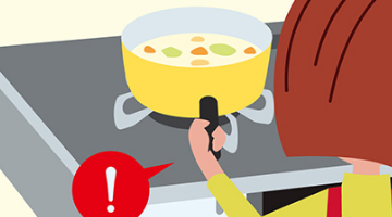片手鍋や底が平らではない不安定 な調理器具を使うときは・・・