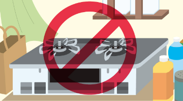 コンロの周りやグリルの排気口の
上にモノを置くと・・・