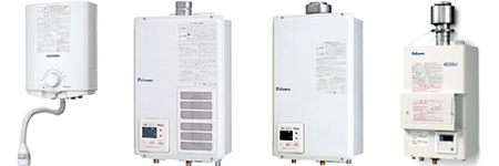 ※器具写真例：5号湯沸器、FE式給湯器、FF式給湯器