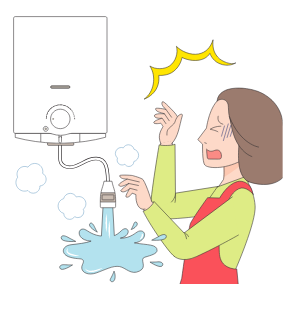 お湯を止めた後すぐに使用するときは、出始めのお湯に触れない。